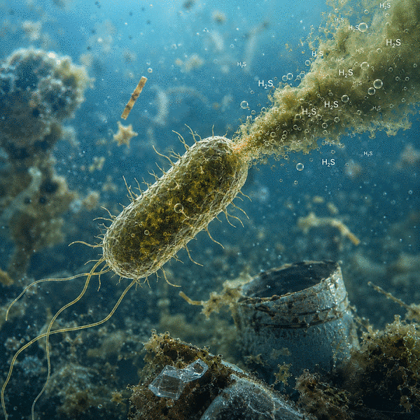 Simulación del ion de cobre impactando y eliminando la bacteria anaerobia hasta quedar quelatado